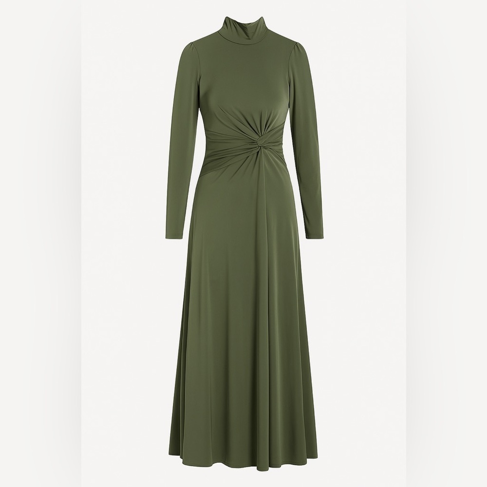 Tanya Taylor Green Long Sleeve Maxi Dress Twist Stretch